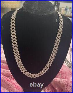 10 mm Lab Grown Diamond Iced Out 22 925 Cuban Miami Tennis Chain Necklace