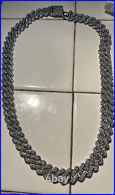 10 mm Lab Grown Diamond Iced Out 22 925 Cuban Miami Tennis Chain Necklace