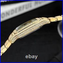 14k Gold Plated Fully Iced Out Gold Skeleton Diamond Style Luxury Hip Hop Watch
