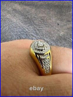 14k Yellow Gold Plated Lab Created Diamond Watch Style Iced Out Pinky Ring Men