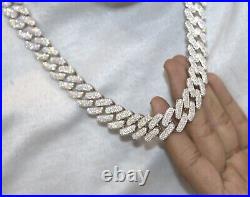 14mm 925 Sterling Silver Men Hip Hop Iced Miami Cuban Link Chain Real Moissanite
