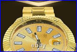 18K Men's Solid Steel Yellow Gold Tone Diamond Cut Roman Dial Watch 44mm WithDate