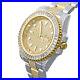18K Solid Steel 2 Tone Gold Baguette Simulated Diamond WithDate 40 mm Men's Watch