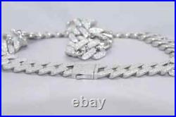18MM 925 Sterling Silver Men's Iced Miami Cuban Link Chain Real Moissanite