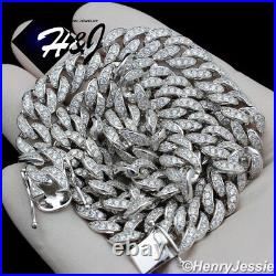 18men 925 Sterling Silver 8mm Icy Cubic Zirconia Miami Cuban Curb Necklaces11