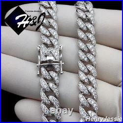 18men 925 Sterling Silver 8mm Icy Cubic Zirconia Miami Cuban Curb Necklaces11