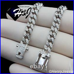 18men Solid 925 Sterling Silver 6mm Icy Bling Cz Miami Cuban Curb Necklacesn19