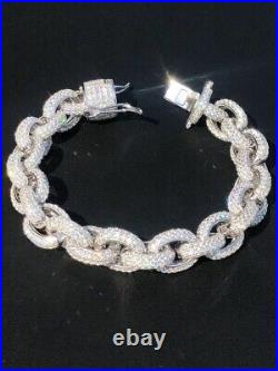 22ct VVS Moissanite Thick Rolo Link Iced Hip Hop Bracelet Pass Diamond Tester