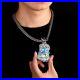 3AAA+ CZ Ice Out American Style Dripping Oil Pendant Necklace 20In Rope Chain