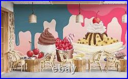 3D Watercolor Style Ice Cream Wallpaper Wall Mural Peel and Stick Wallpaper 78