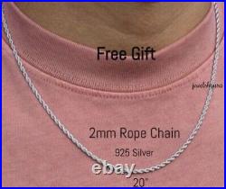 3ct Real Moissanite Iced Men's New Style Font JG Pendant Rope Chain 925 Silver