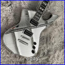 6-Strings Iceman Style Electric Guitars White Mirror Abalone Inlay Open Pickups