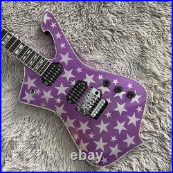 6-Strings Purple Electric Guitars Iceman Style White Stars Spots Open HH Pickups