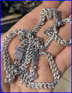 6mm Miami Cuban Iced Solid 925 Silver Chain 18 Mens Ladies