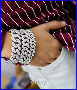 8 Men's Real Miami Cuban Link 925 Sterling Silver Bracelet Iced Cubic Zirconia