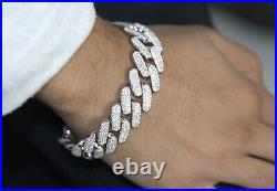 8 Men's Real Miami Cuban Link 925 Sterling Silver Bracelet Iced Cubic Zirconia