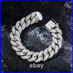 8Inch 17MM Ice Out Hop Hip Micro Pave 3AAA+ CZ Punk Style Cuban Men's Bracelet