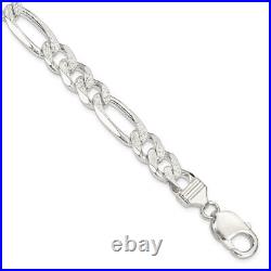 925 Sterling Silver 9.5mm Figaro Chain Bracelet