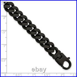 925 Sterling Silver Mens Black Curb Chain Bracelet
