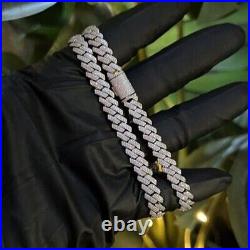 925Sterling Silver MOISSANITE Miami Cuban Link Prong Chain Iced Hip Hop Necklace