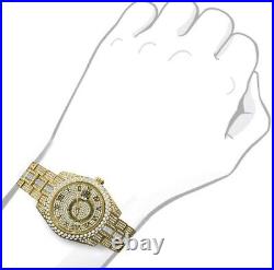 Baguette Real Steel Men's Watch Iced Simulated Diamond Hip Hop Bust Down Bling
