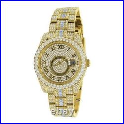 Baguette Real Steel Men's Watch Iced Simulated Diamond Hip Hop Bust Down Bling