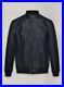 Celebrity Bomber Style Leather Jacket Men's Button Closer Blue Premium Lambskin