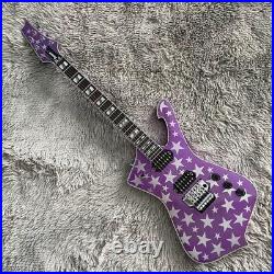 Custom Purple Electric Guitars Iceman Style White Stars Spots Open HH Pickups