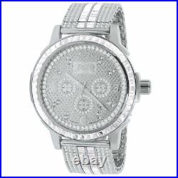 Custom Solid Steel Bezel Real Diamond Dial White Gold Tone Adjustable Band Watch