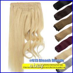 Extra Thick Double Weft Remy Clip In 100% Human Hair Extensions Full Head Blonde
