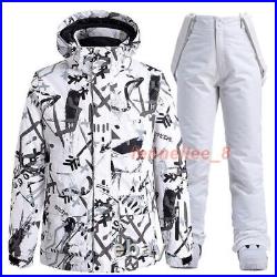 Fashion Men Women Ice Snow Suit Wear Snowboarding Ski Jackets + Strap Pants