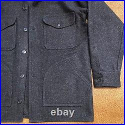 Filson Mackinaw Hunter Size 44 Style 85 Charcoal Wool Coat Jacket USA Made MINT
