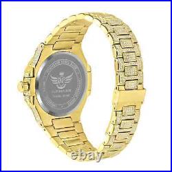 Full Ice Out Two Tone Gold Round Face bezel Stainless Steel Luxury Mens Watch