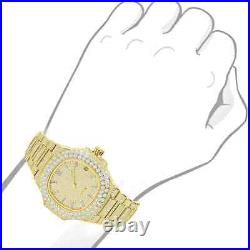 Full Ice Out Two Tone Gold Square Face bezel Stainless Steel Luxury Mens Watch
