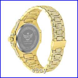 Full Ice Out Two Tone Gold Square Face bezel Stainless Steel Luxury Mens Watch