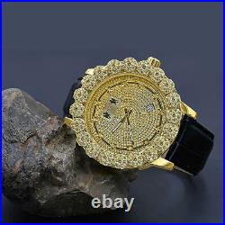 Gold Canary Real Diamonds 0.08 Ctw Analog Water Resistant Watch Leather Strap