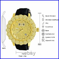 Gold Canary Real Diamonds 0.08 Ctw Analog Water Resistant Watch Leather Strap
