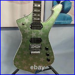 Green Iceman Style Electric Guitar Solid White Stars Spots FR Bridge HH Pickups