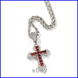 Hip Hop Style Heavy Cross Necklace Fully Iced Out Cross Pendant For Men In Silve