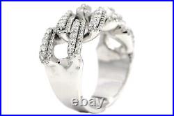 Hip Hop Style Iced Out Men Natural Round Diamond Ring 14K White Gold Size 10