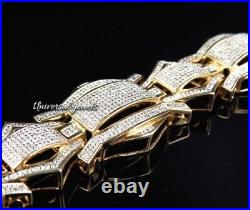 Huge Real Iced DVVS Moissanite Flooded Rapper Style Link Bracelet Silver