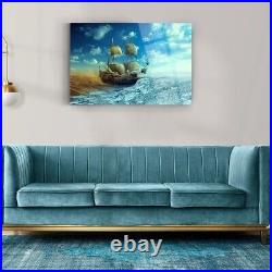 Ice And Desert Ship Tempered Glass Wall Art, Fade Proof Home Decor Wall Art