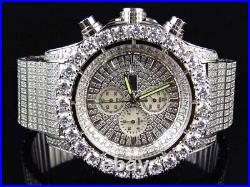 Iced Stainless Steel Simulated Diamond Watch White Gold Finish 48MM BR-02