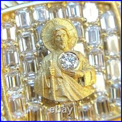 Jesus Style Men's Ice out White Moissanite Studded Custom Yellow Plated Ring