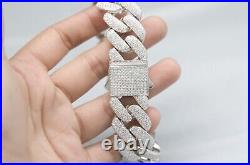 MOISSANITE 17 mm Fully Iced Out Miami Cuban Link Bracelet 925 Sterling Silver