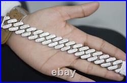 MOISSANITE 17 mm Fully Iced Out Miami Cuban Link Bracelet 925 Sterling Silver