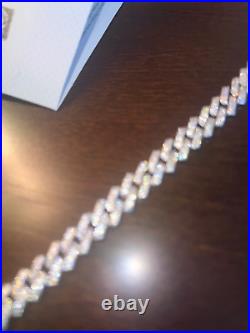 MOISSANITE Real Miami Cuban Link Prong Bracelet Iced Solid 925 Sterling Silver