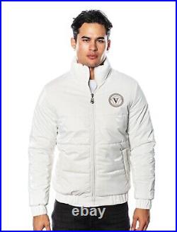 Men Italian Fashion White Fancy Jacket Zipper Golden Greek Key by VIP Collection