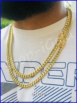 Men Miami Cuban Link 10mm 22 & 24 Chain Combo Set 14k Gold Plated Cz Lock Iced