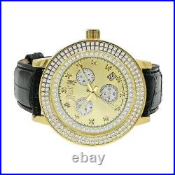 Men's 0.08 Ctw Diamond Gold Tone Leather Strap Band Analog Water Resistant Watch